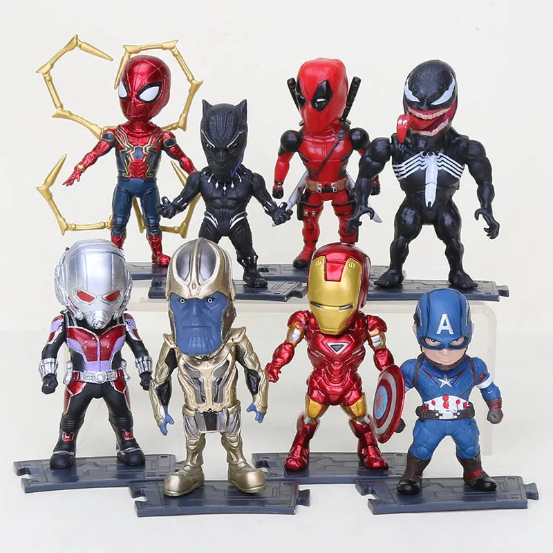 ironspider set 3 8 шт./компл. 8-11 см Marvel игрушки Мстители завершающей ПВХ фигурки "Человек-паук" Ronin с принтом «Железный человек», «Капитан Америка» Marvel танос комплект одежды с принтом из фильма «Человек-Муравей», модель куклы - Цвет: ironspider set 3