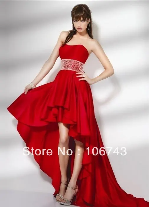 

free shipping 2013 hot new Sexy brides maid dresses Custom beading short After long before prom gown red Homecoming Dresses