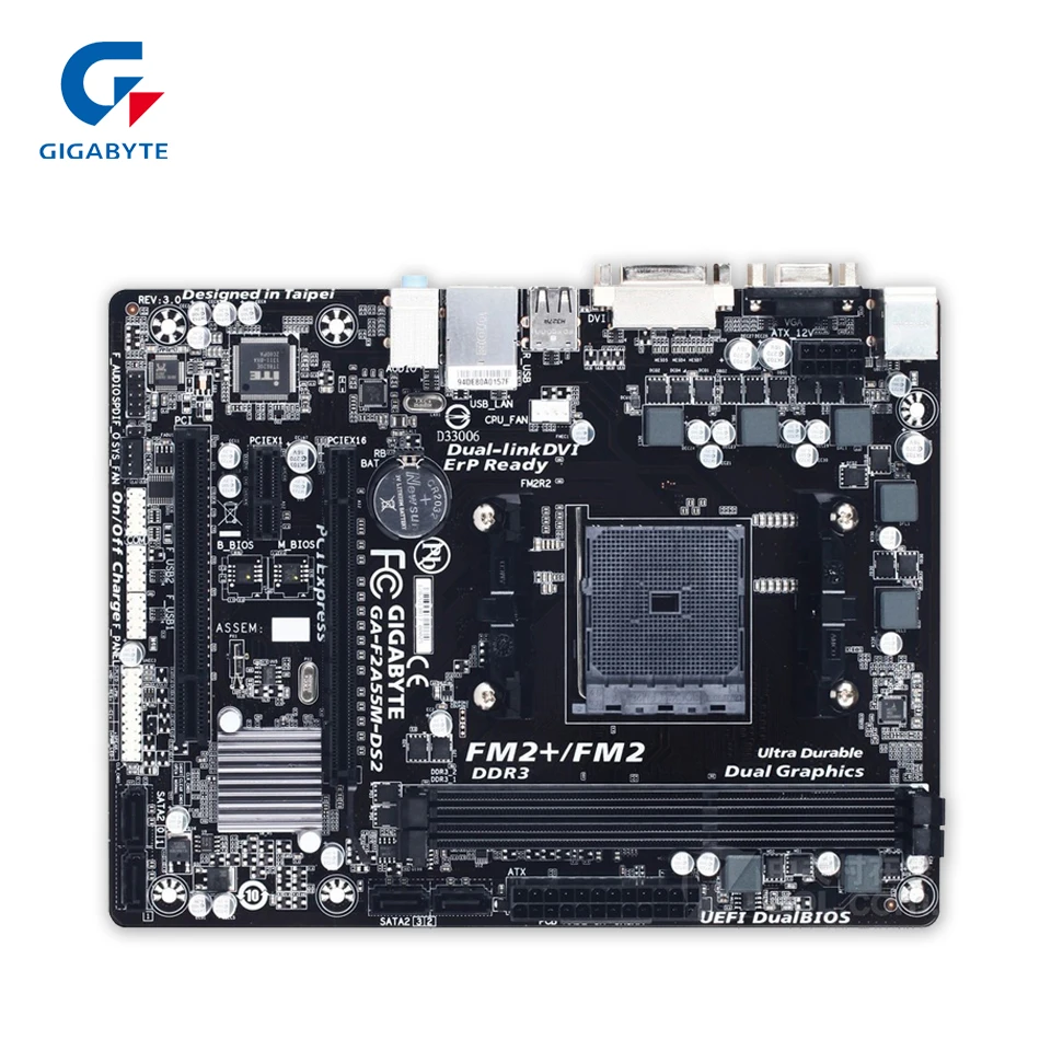 

Gigabyte GA-F2A55M-DS2 Desktop Motherboard F2A55M-DS2 AMD A55 Socket FM2+ AMD A Athlon DDR3 64G SATA2 USB2.0 VGA DVI Micro-ATX