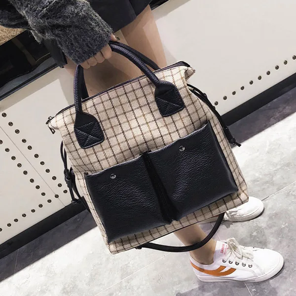 Annmouler Большая вместительная Женская сумочка, кошелек, леопардовая Лоскутная сумка на плечо, Высококачественная сумка-торба, модная сумка через плечо - Цвет: Beige