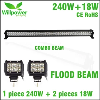 

offroad 42 inch 240W led light bar car with 2 pack led work light 4inch 18w flood beam