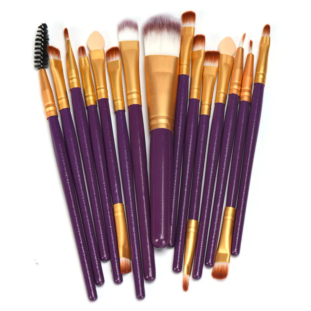 Professional 15pcs Makeup Brush Set Tools Make Up Toiletry Kit Wool 
