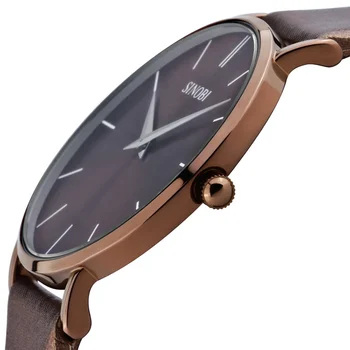 

SINOBI Super Slim Quartz Wristwatch Males Business Genuine Leather Casual Quartz Watches Men and Women's 2018 Clocks Relojes