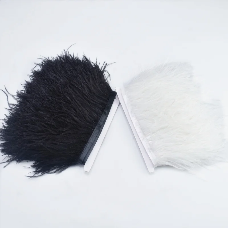

1Meter ostrich feathers Trims for Sewing clothing Party decoration plumas DIY 8-10cm white feathers for Crafts jewelry making