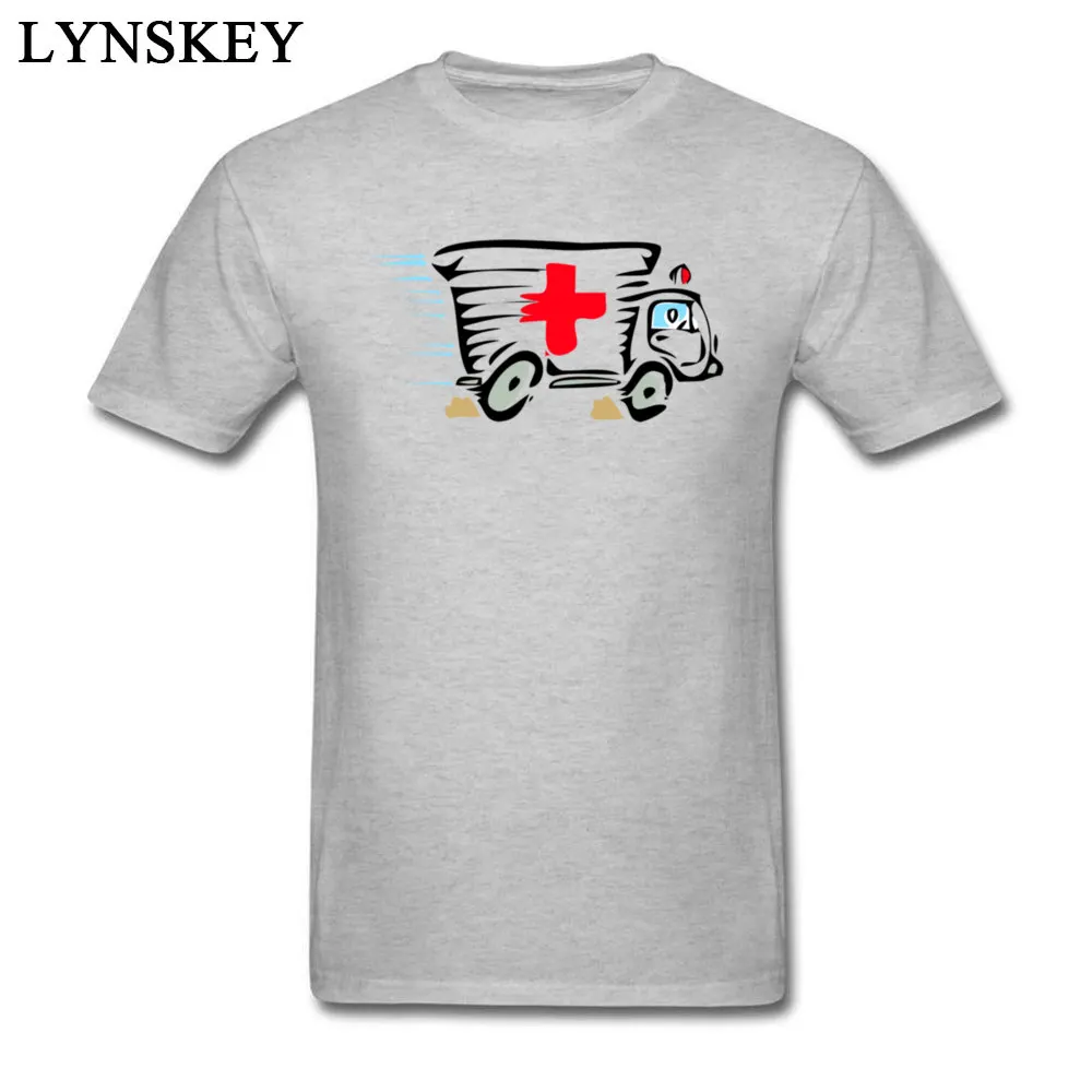 Pure Cotton Boy Short Sleeve Tops T Shirt Ambulance van cartoon art Street Summer T-shirts Casual Slim Fit O-Neck Sweatshirts Ambulance van cartoon art grey