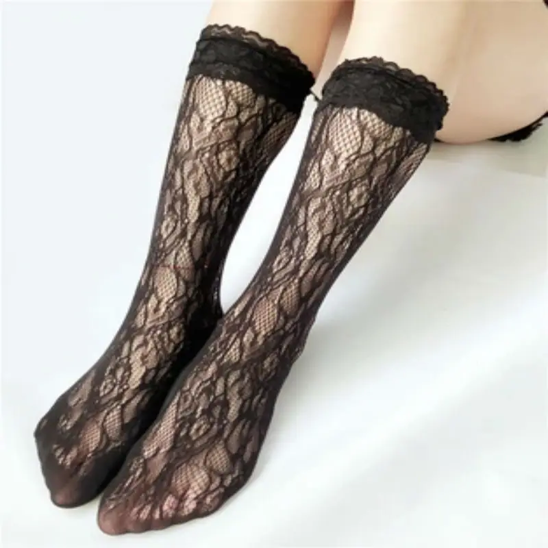 Японские черные и белые черные кружевные гетры Лолита нейлоновые кружевные носки женские носки белая униформа носки