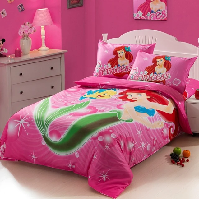 The Little Mermaid Hot Pink Kids S Cartoon Baby Bedding Set Twin The Little Mermaid Hot Pink Kids S Cartoon Baby Bedding Set Twin Size Bedspread Duvet Cover