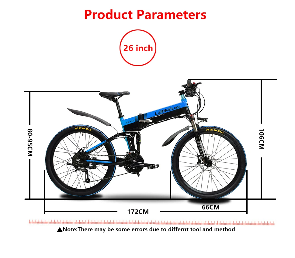 Discount Lankeleisi XT750 Foldable Folding E-Bike Electric Bike Full Suspenion Fork 12.8A Battery  27 Speeds 500W 48V Motor Smart 10