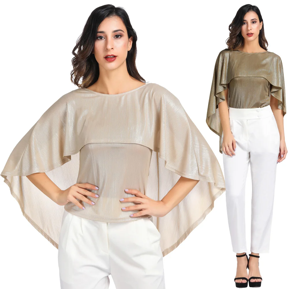 Grace Karin Sexy Women's T-shirt Backless Clubwear Irregular Drape Decorated Cape Tops Fashion Lady Solid Color | Женская одежда
