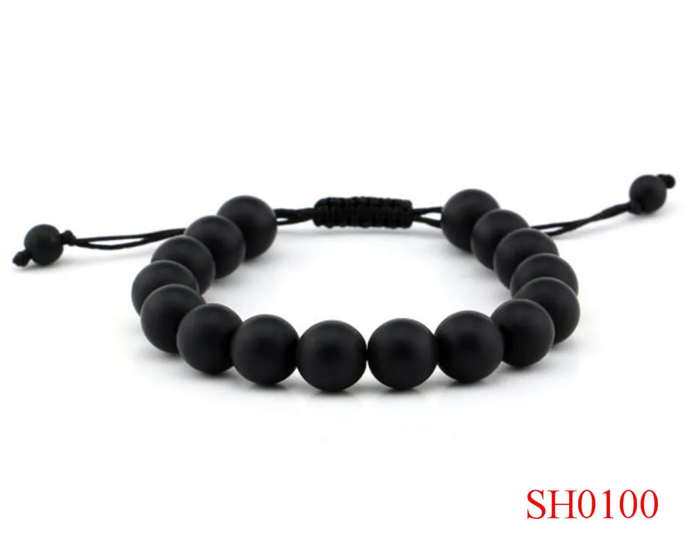 Fashion 10mm Natural Stone Bead Real Matte Black Onyx Bracelet For Fashion 10mm Natural Stone Bead Real Matte Black Onyx Bracelet For Women Men Braided Rope Bracelets Reiki Spiritual Yoga Jewelry In Chain Link