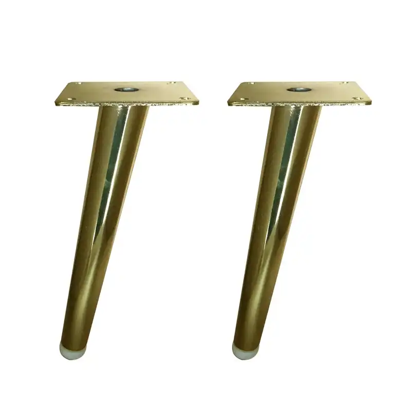 4pcs Metal Furniture Legs Gold Vertical Inclined Tube Sofa Feet