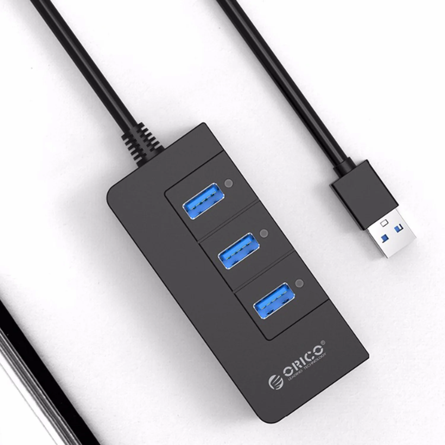 Orico Hr01-U3 3 порта супер скорость Usb3.0 концентратор разветвитель с внешним Rj45 Gigabit Ethernet сетевой карты 5 Гбит/с черный для ноутбука