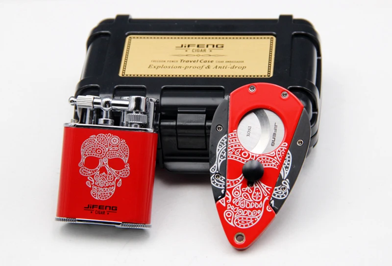 

JiFENG Grimace Special Cigar Set with Butane Gas Lighter and Cigar Cutter, with Portable Box