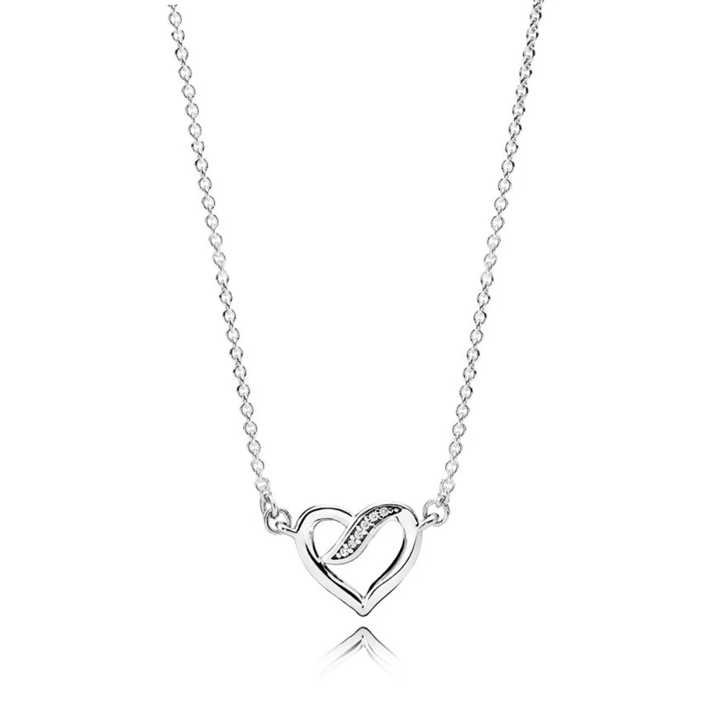 

NEW 100% 925Sterling Silver Genuine Charm Love Necklace Pendant Necklace Original Women's Clavicle Chain