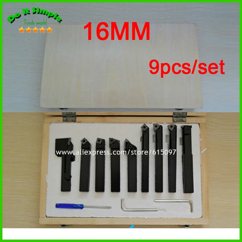 

9pcs/set 16mm Hard Alloy Blade Turning Lathe Tool Kits Cutter