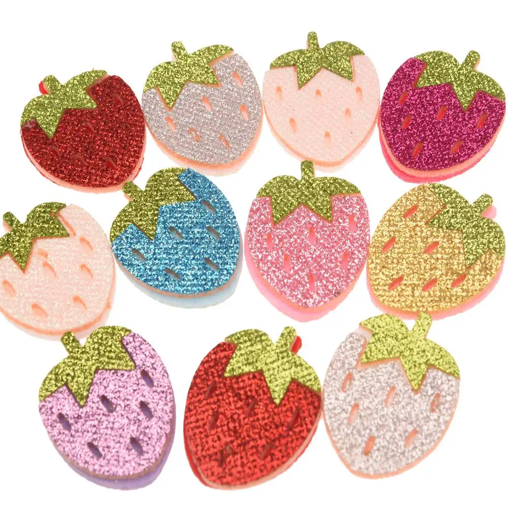 

40pcs 3*3.5cm strawberry Patch Sequin fruits Accessory DIY Hair Accessories Lovely Headwrap Accessory No Hair Barrette