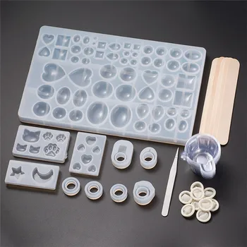 

1Set Jewelry Tools Silicone Moulds Plastic Mixing Dish and 304 Stainless Steel Tweezers and Latex Finger Cot for Jewelry Making