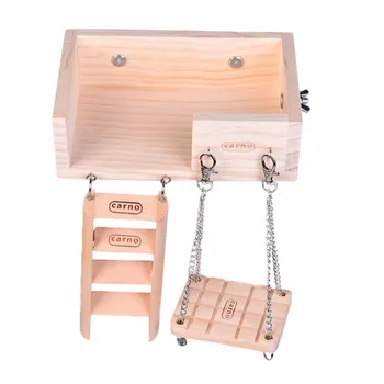 

Wooden Hamster Crawling Ladder Swing Platform Toys Set Air Lofts Toys For Small Pet Squirrel Guinea Pig Chinchilla Ferret Rabbit
