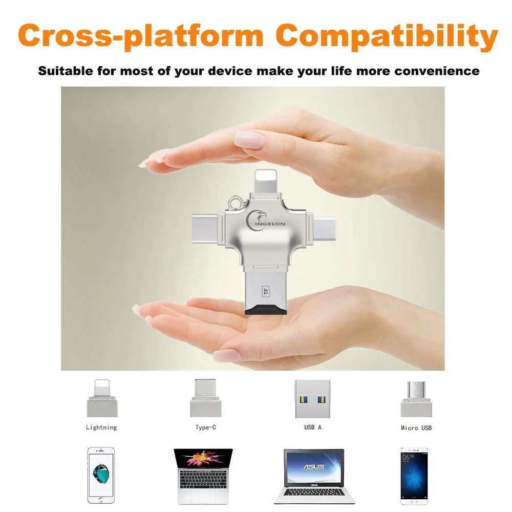 Кардридер Ingelon 4 в 1 кардридер usb C Micro USB MicroSD Type для Android ipad/iphone 7plus 6s5s MacBook OTG TF SD
