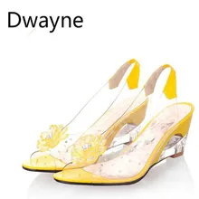 Dwayne/ г.; босоножки на танкетке; женские летние прозрачные шлепанцы на высоком каблуке с милыми цветами; сандалии с открытым носком; Размеры 33-43
