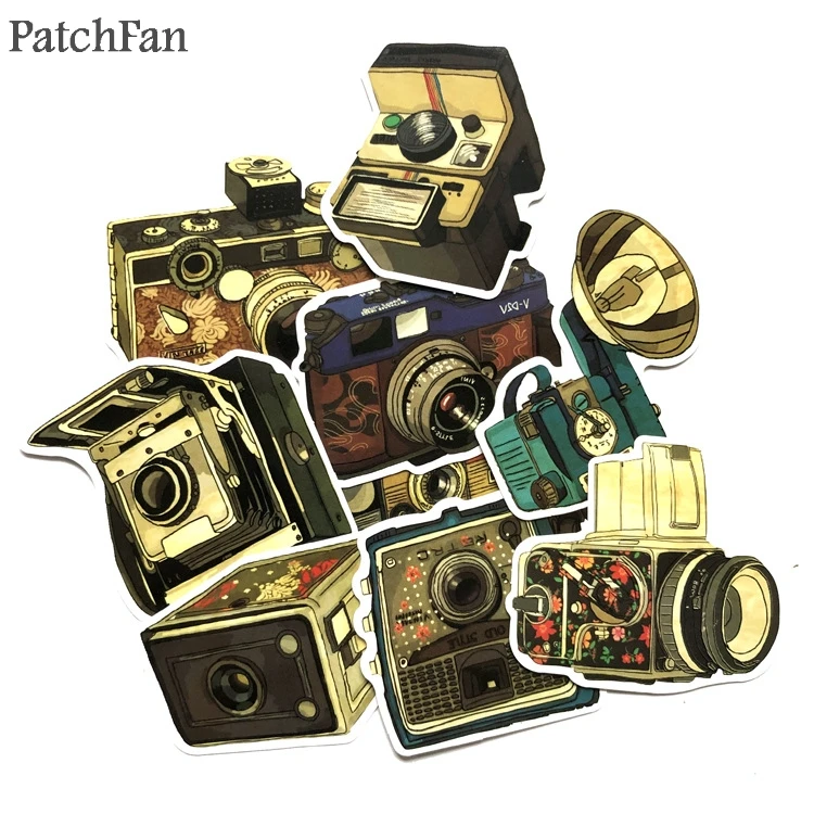 

Patchfan 9pcs vintage camera graffiti diy Kids Toy decal for DIY phone Luggage Laptop Motorcycle Phone Waterproof Sticker A1512