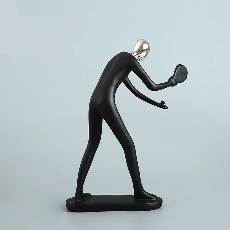 

[Crafts] Modern Abstract Sculpture Table tennis Ping-pong player figure model Statue Art Carving Resin Figurine Home Decorations