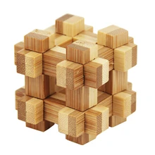 Мини IQ бамбуковая головоломка для взрослых детей Размер 4,5 см