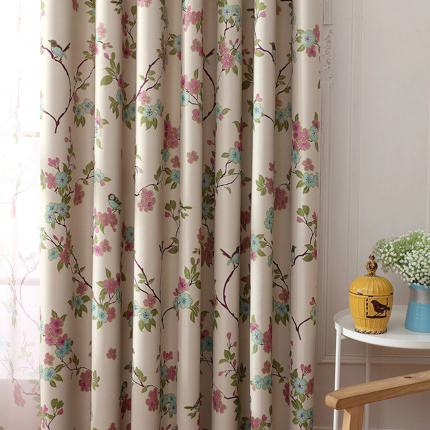 Environmentally-friendly high blackout curtains modern pastoral living room bedroom landing bay window | Дом и сад
