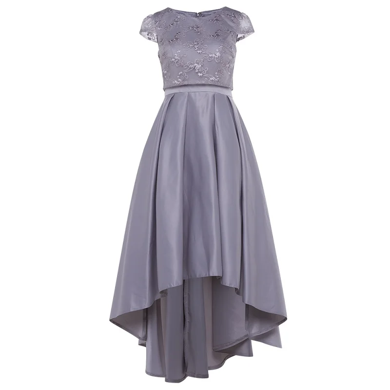 Dressv розовое ТРАПЕЦИЕВИДНОЕ платье для выпускного вечера недорогие элегантные Асимметричные кружевные свадебные вечерние платья для выпускного вечера - Цвет: Gray