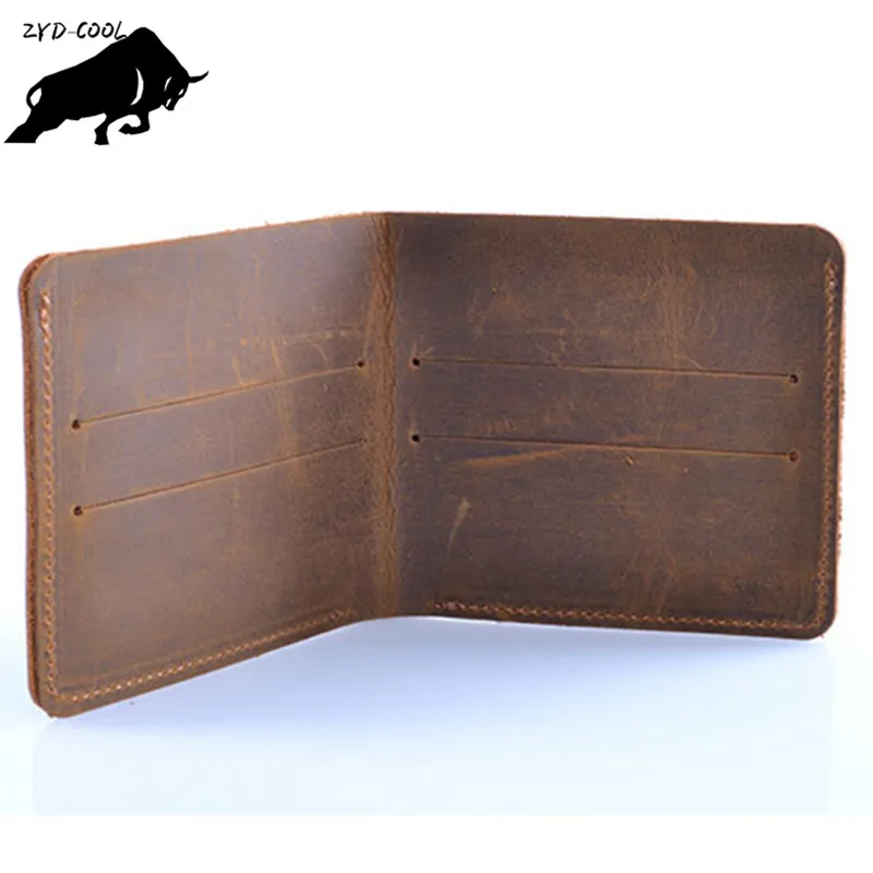 

ZYD-COOL 100% Genuine Leather Small Mini Ultra-thin Wallets men Compact wallet Handmade wallet Cowhide Card Holder Short Design