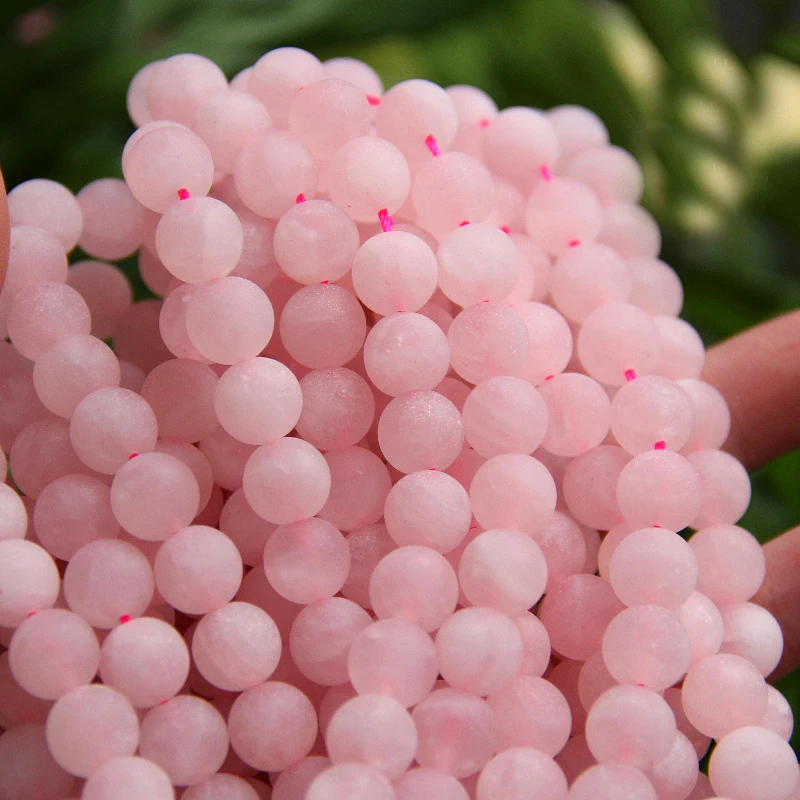 

BEAUCHAMP Accessories Pink Rose Color Jewelry Findings Matte Natural Stone Quartz Spacers Dull Polish Beads Necklace Earring Diy