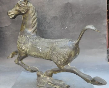 

22" China Bronze fengshui Animal Lucky Success Horses Horse riding Chebi statue