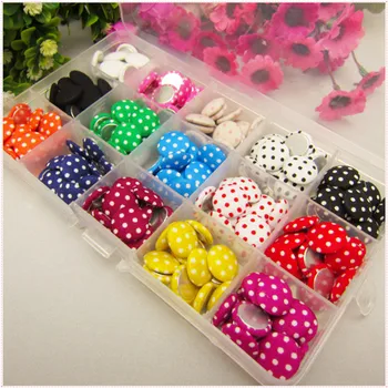 

225 pcs 15 color mix 15mm DOT Fabric Covered flat back Buttons, Cloth Covered Buttons, garment accessories,XK5642