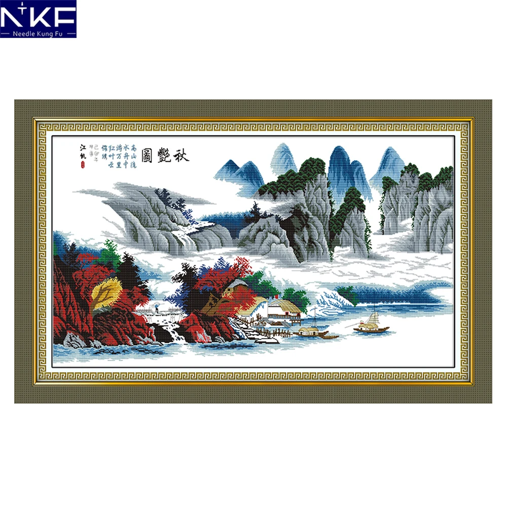 nkf-beautiful-autumn-picture-cross-stitching-diy-needlework-cross-stitch-kits-for-embroidery-home-decoration-cross-stitch-set