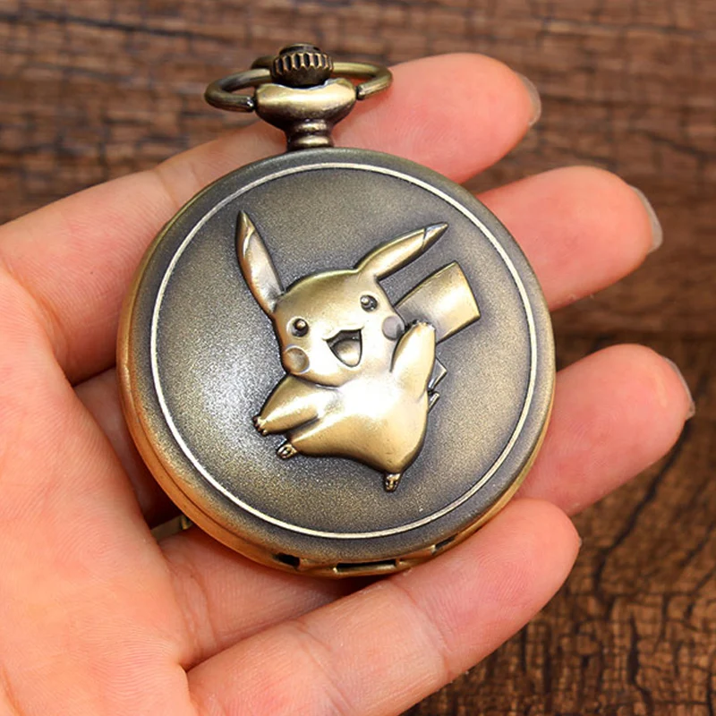 Япония Аниме Покемон карманные часы Цепочки и ожерелья Винтаж Kawaii Пикачу кварц цепь часы кулон для детей мальчиков подарок