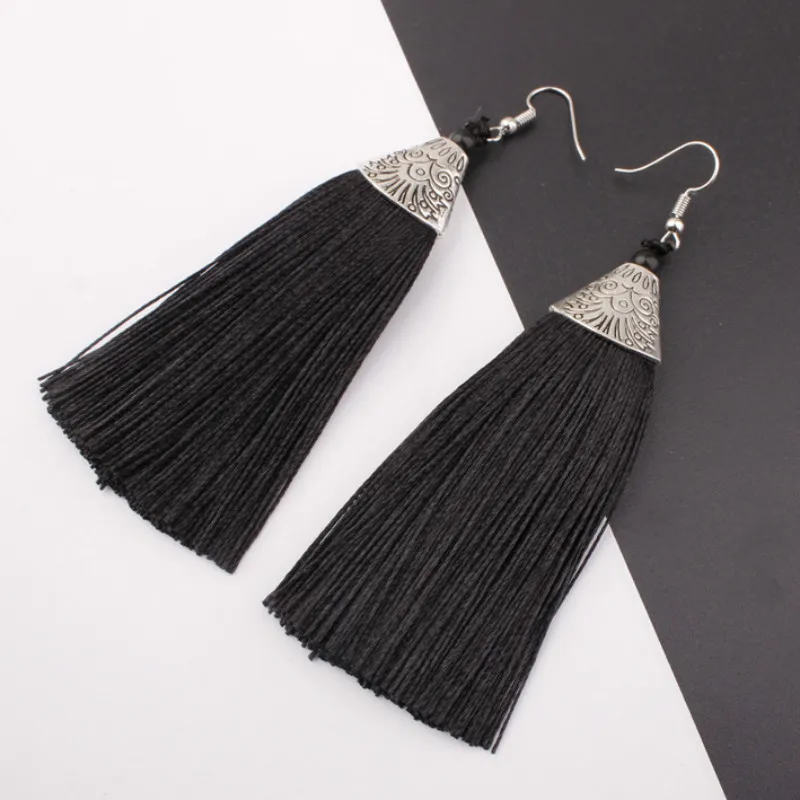 Женские массивные Серьги кисточки серьги в стиле ретро 9 цветов 2019|long tassel earrings|tassel