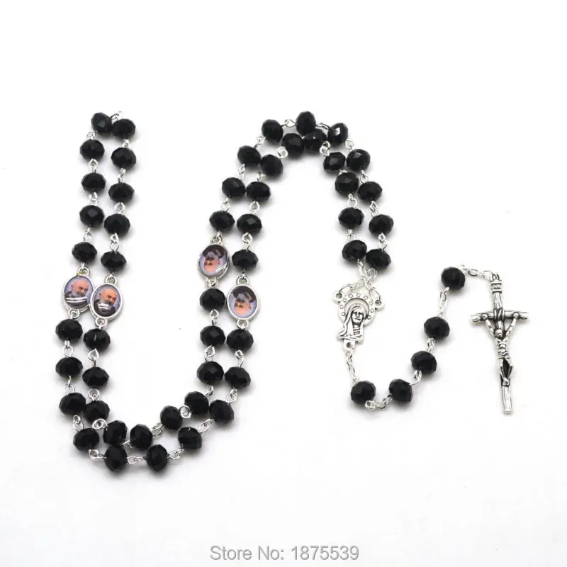 Католические четки с черными кристаллами Фатима Пио Лурдес и т. д.|catholic rosaries|black