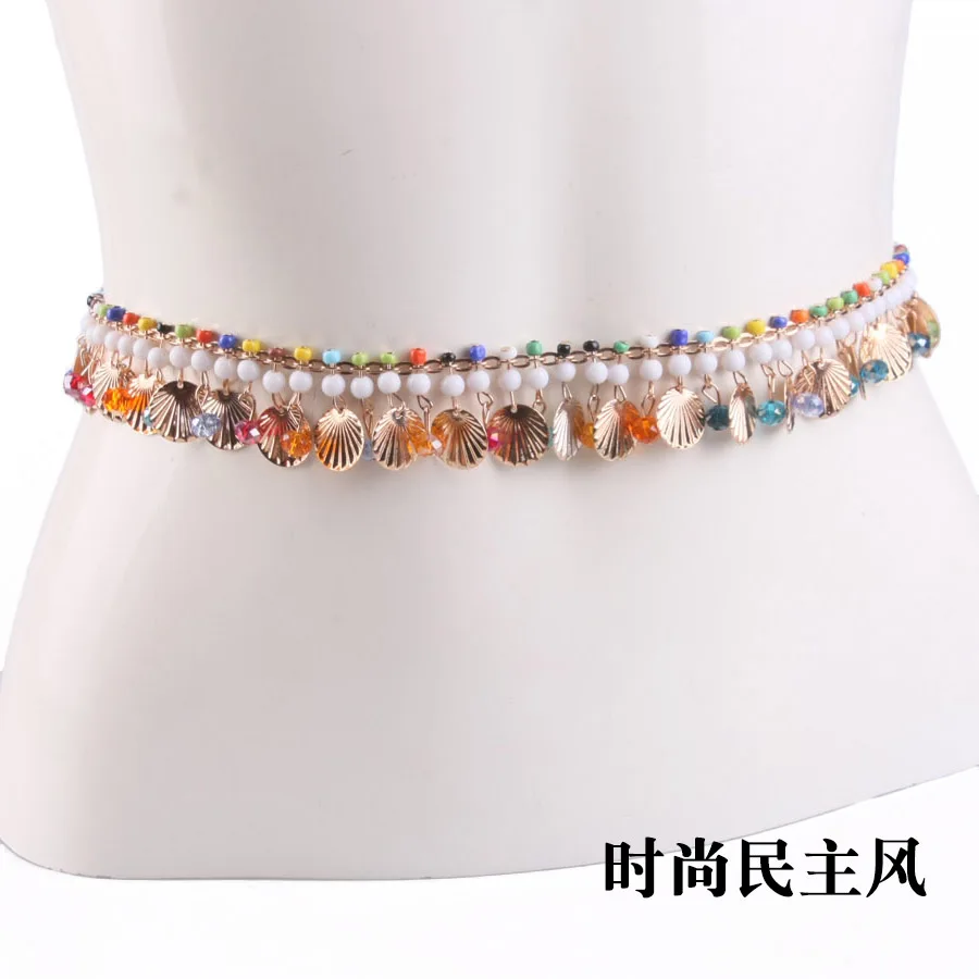 

Personality national wind small waist chain chain tassel waist belt dress fashion lady's joker color female waist decorationV913