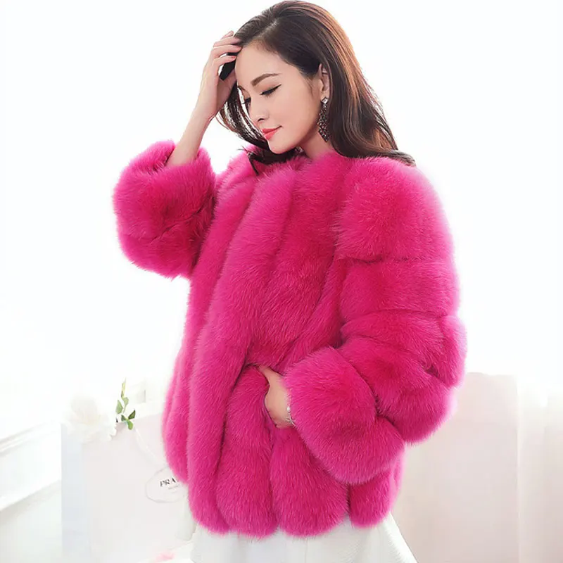 

New Design 2019 Fashion Winter Women Faux Fur Coat Woman Jacket Fox Fur Female Ladies Fur Coats Size S-XXXL