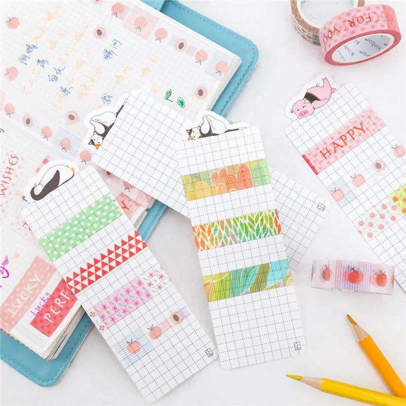 Happy Couple Cartoon PVC Washi Tape Storage Board Creative DIY Tool Japanese Masking Carry Tools for Hobo Notebooks | Канцтовары для