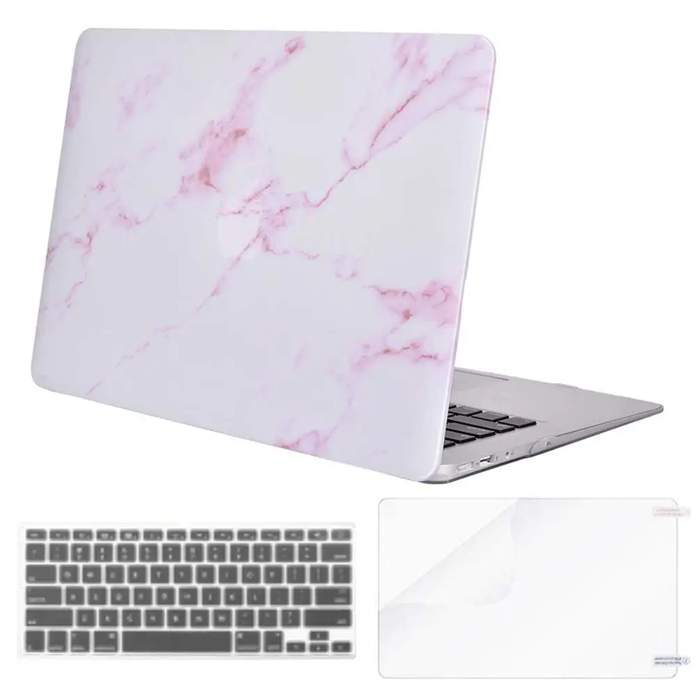 Чехол для ноутбука MOSISO для Apple MacBook Air Pro retina 11 12 13 15 жесткий чехол для ноутбука macbook Air 13+ чехол для клавиатуры - Цвет: White Base Pink Stri