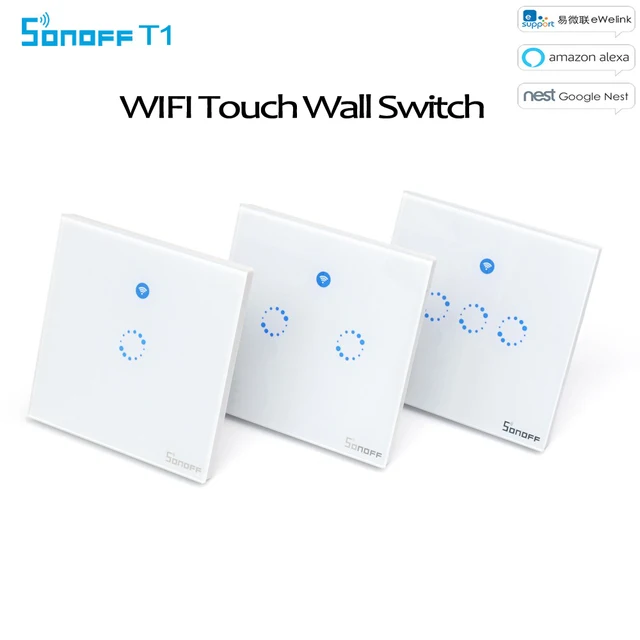 Sonoff T1 Wifi Light Switch Uk Panel 1 2 3 Gang Wireless