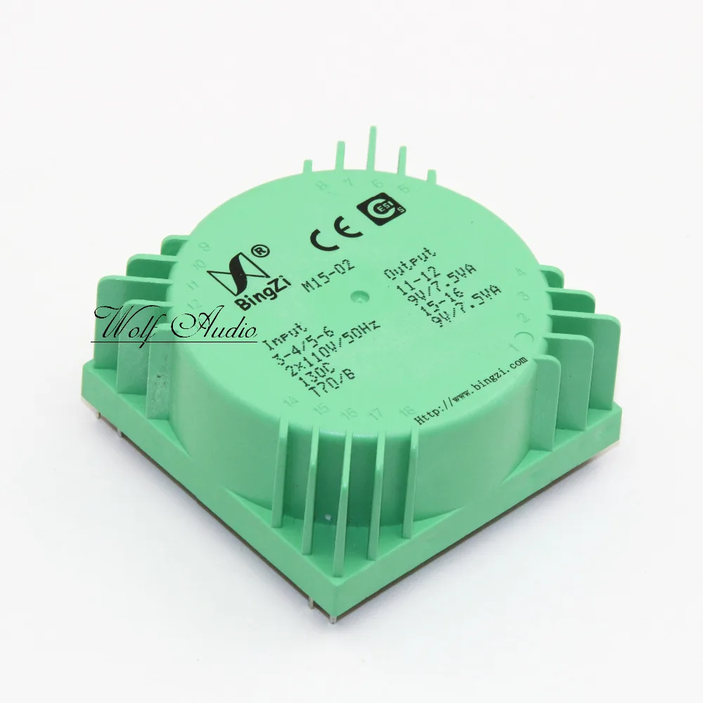 

BingZi M15-02 15VA Green Cubic Sealed Transformer 9V + 9V For Decoder / Amplifier / Preamplifier