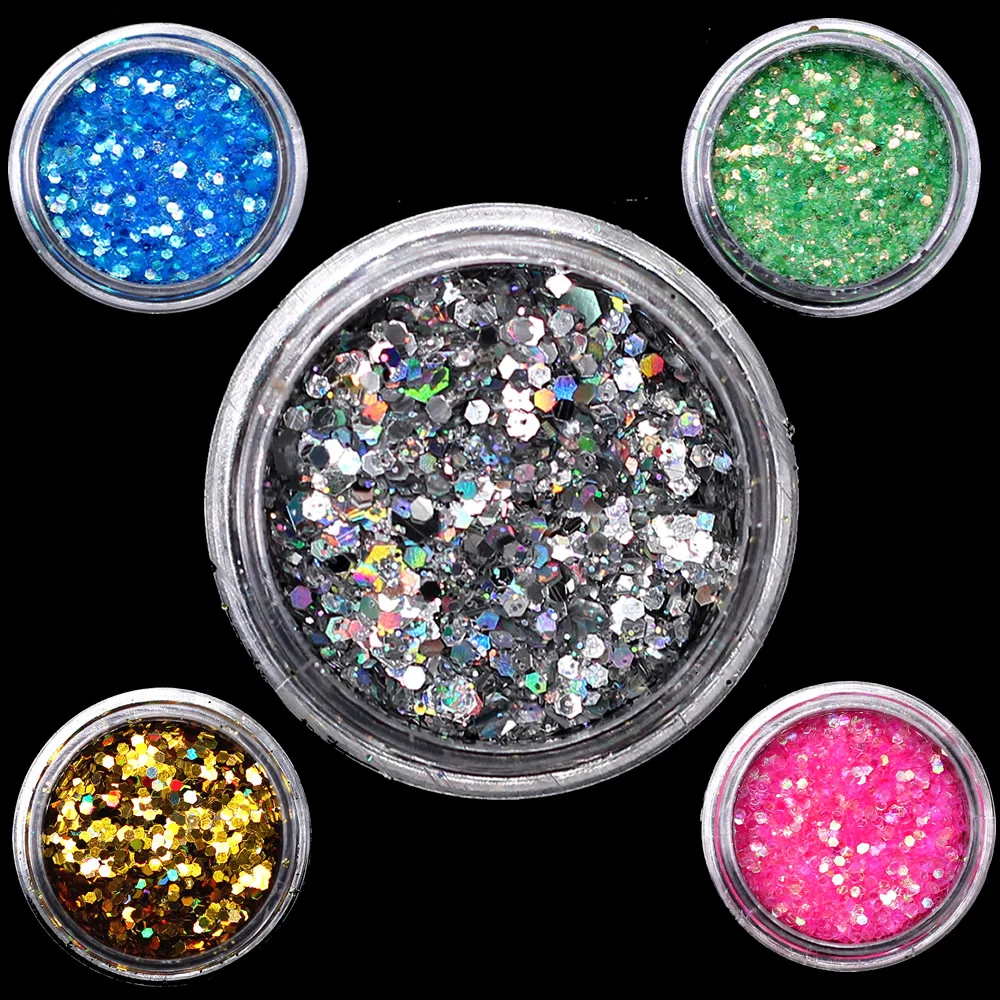 

1pcs AB Nail Sequins Flakes Star Moon Heart Nail Gel Round Nail Glitter Holographic Pigment Nail Art Decoration m2a506