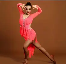 Sexy Latin Dance Dress Women Girls Polyester Flamengo Salsa Samba Tango Ballroom Competition Costume Lady Dance Top