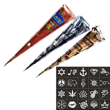 New Arrival Body Art 3 Piece Henna Cones Red Brown Black + 15 Stencils Temporary Tattoo Stencils Kit