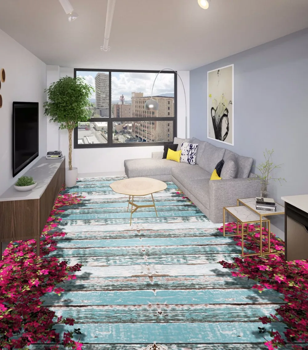 Beibehang Custom Flooring Draw 3d Bougainvillea 3d Living Room