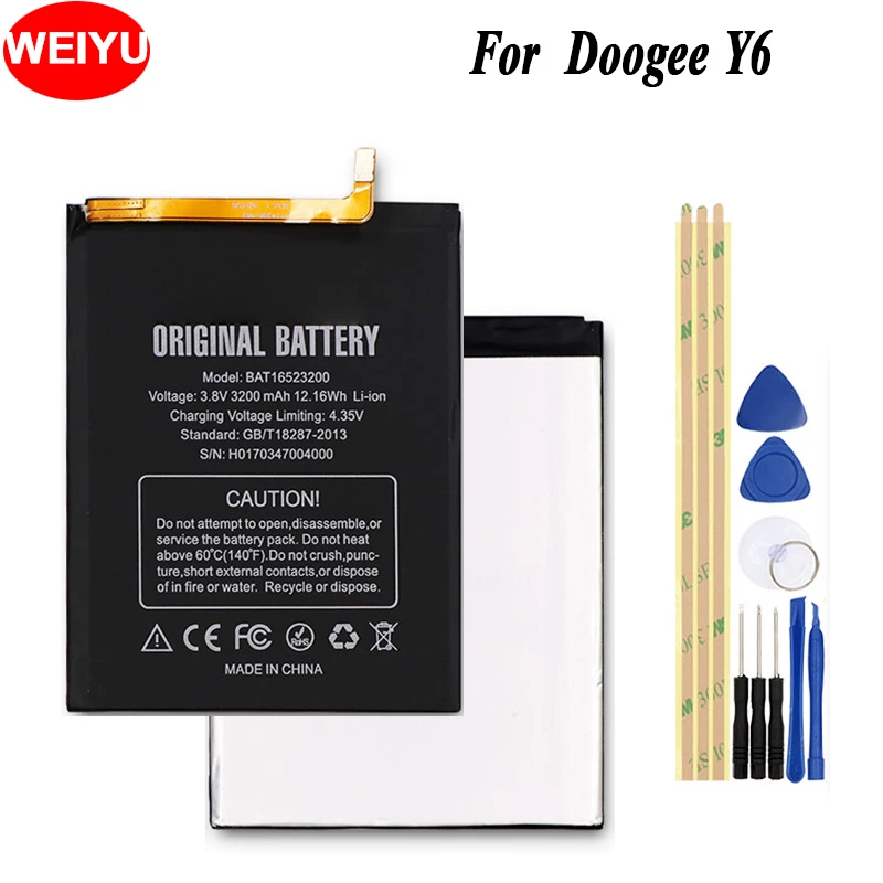 WEIYU Для Doogee Y6C Y6 батарея для телефона 3200mAh Высокая емкость 3 8 V Высокое качество