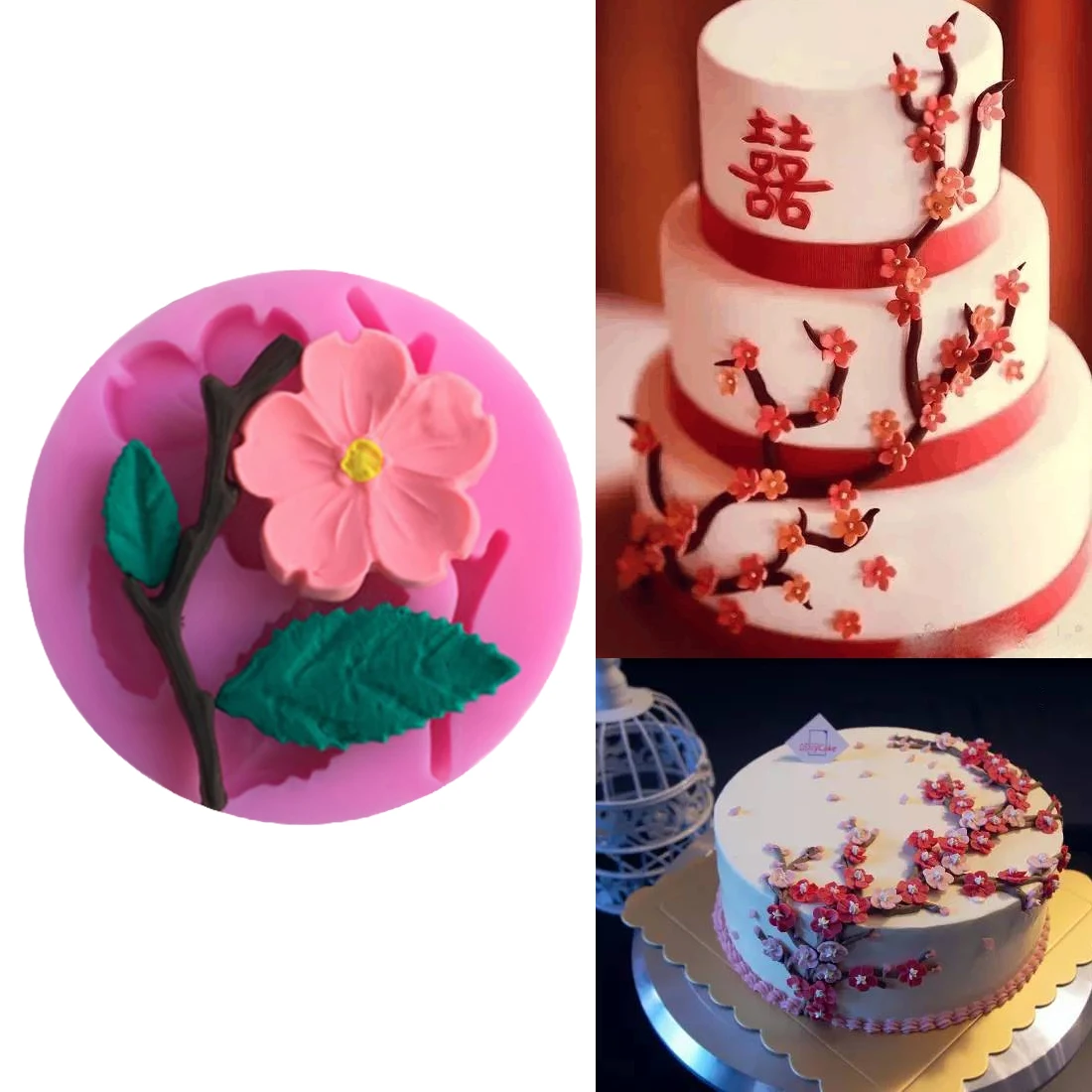 

Kitchen Accessories Pastry Tools 1PC Peach Blossom Shape Silicone Cake Mold Ice Chocolate Molds Soap Cake Stencils Baking