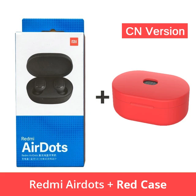 Xiao mi Red mi AirDots, беспроводные наушники Bluetooth 5,0, наушники-вкладыши, стерео, басовые наушники с mi c mi Ture, беспроводные наушники - Цвет: CN Add Red Case